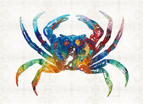 Colorful Crab Art by Sharon Cummings Painting by Sharon Cummings - Pixels