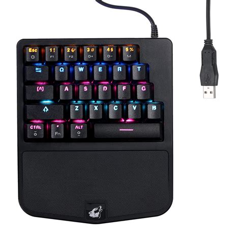 28Keys USB Wired One handed Mechanical Keyboard with 9 Colors LED ...