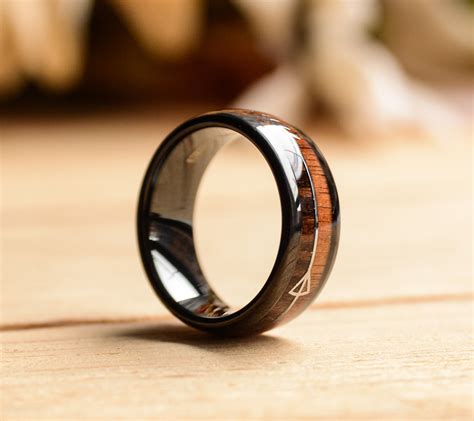 Wooden Ring-8mm Tungsten Rings with Wood Inlay and Sleek | Etsy