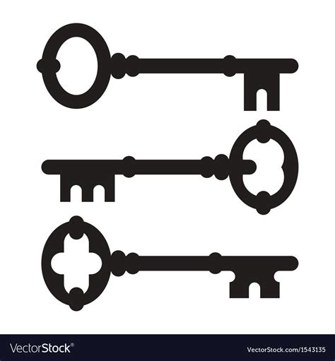 Old key silhouette set Royalty Free Vector Image