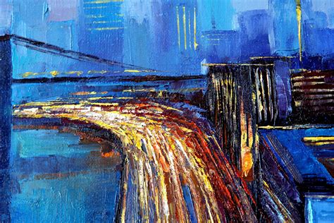 Cityscape Original city abstract oil painting New-York | Etsy