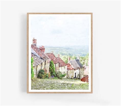 English Countryside Village Painting Watercolor Wall Art | Etsy