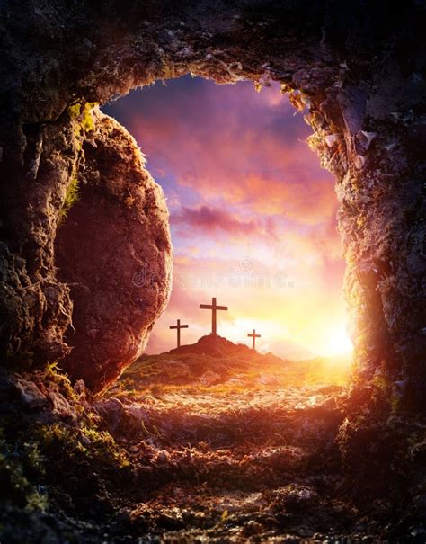 Crucifixion and Resurrection of Jesus Christ - Empty Tomb Stock Image ...