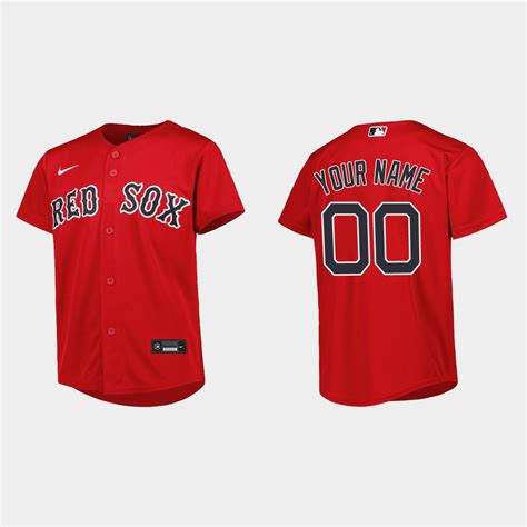 Youth Boston Red Sox Custom Red Replica Alternate Jersey - OK MLB SHOP