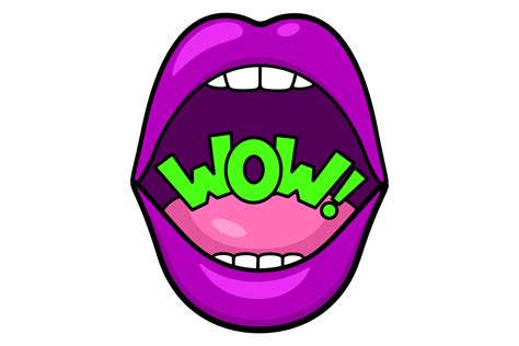 Wow Pop Art Sticker with Open Woman Mout Graphic by ladadikart · Creative Fabrica