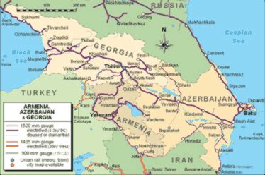 Armenia, Azerbaijan & Georgia - country map | Country profile | Railway ...