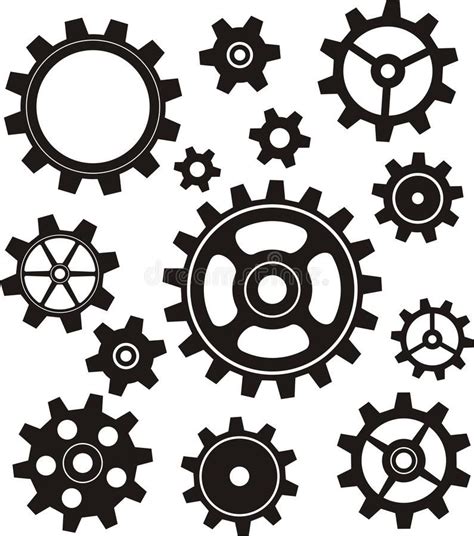 Gears Set. Collection of different cogs/ gears design elements against ...