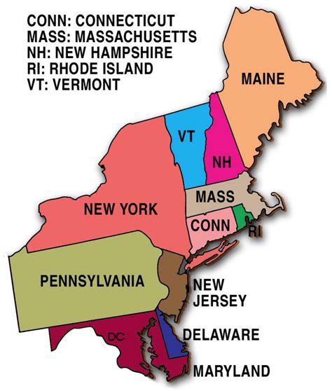 Map of Northeastern US with Towns and Cities