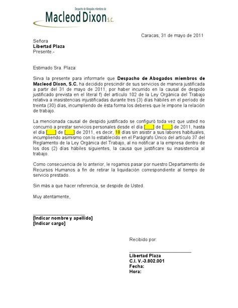 Carta de Despido Justificado