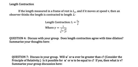 Solved Length Contraction If the length measured in a frame | Chegg.com