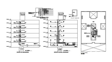 Electrical installation and riser diagram details of apartment floors dwg file - Cadbull