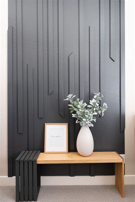 DIY Modern Slat Wall | Modern wall paneling, Accent walls in living ...