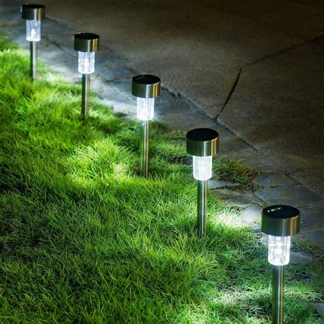 MLADEN 12 Pcs Solar Lights, Stainless Steel Outdoor Path Lights - Waterproof, LED Landscape ...