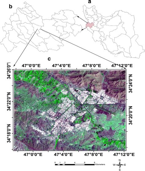 a Geographical position of Kermanshah province in Iran, b Kermanshah... | Download Scientific ...