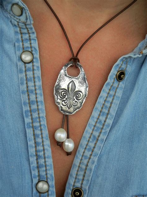 Fleur De Lis Jewelry Fleur De Lis Necklace Leather Necklace - Etsy