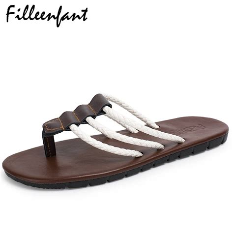 Mens Slippers Leather Designer Flip Flops Men Sandals Summer Shoes For Casual Fashion Beach ...