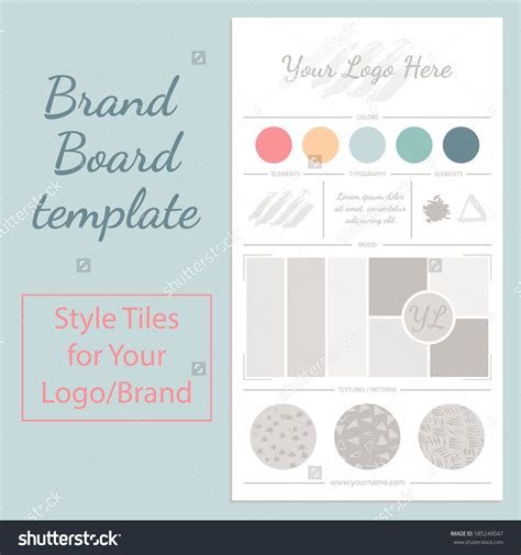 Vector mood board logo template with universal color palette isolated on white background. board ...