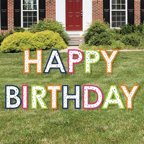 Cheerful Happy Birthday - Yard Sign Outdoor Lawn Decorations - Colorful ...