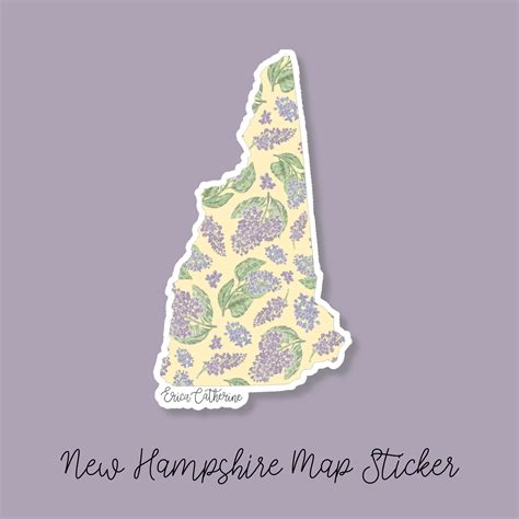 New Hampshire State Flower Map Vinyl Sticker – Erica Catherine