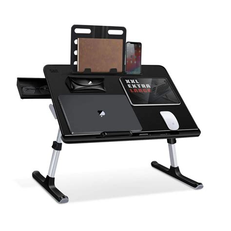 Laptop Bed Tray Table, SAIJI Adjustable Laptop Desk for Bed, Foldable Laptop Stand with Storage ...