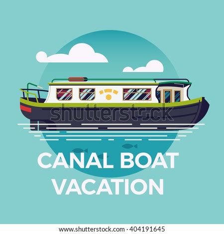 Canal Boat Vacation Concept Illustration Narrowboat Stock Vector 404191645 - Shutterstock