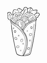 Burrito Food eatery Meal coloring Kid Book Page In Black And White  sketch template