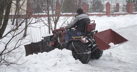 Mini Tractor Stuck in the Snow in Winter Stock Footage - Video of cold ...