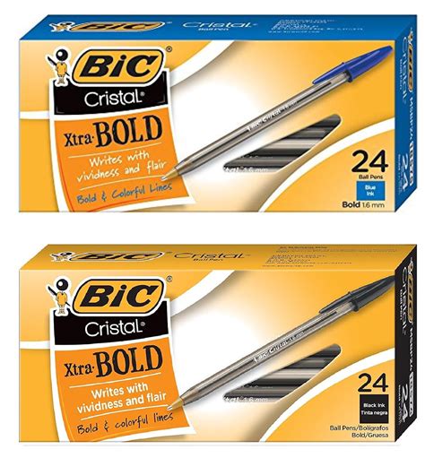 BIC Cristal Xtra Bold Ball Pen, Bold Point (1.6mm), Blue and Black, 48-Count: Amazon.co.uk ...