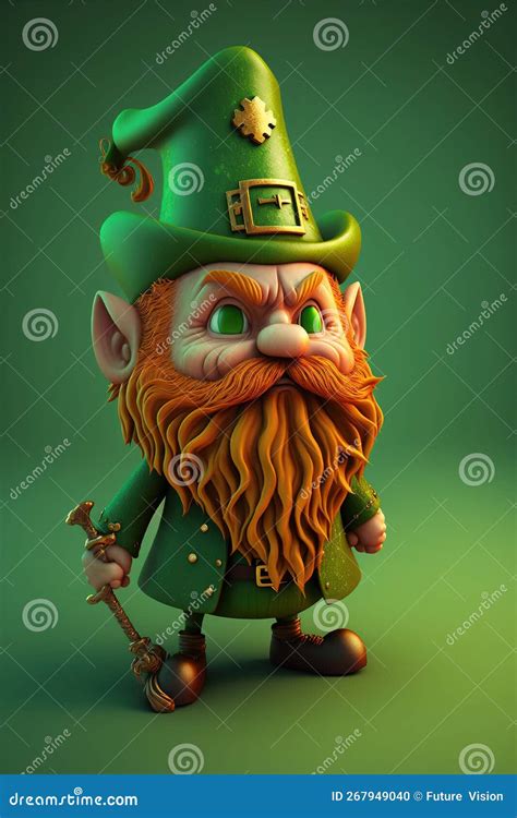 Leprechaun with Ginger Beard and Green Hat, Created Using Generative Ai ...