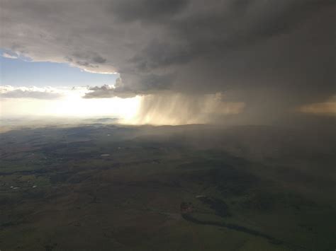 Just before flying through a huge thunderstorm over Johannesburg : r/meteorology