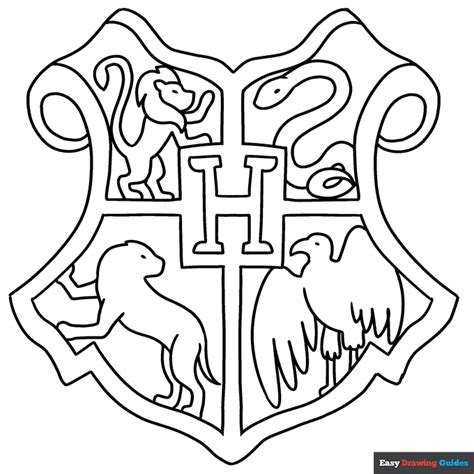 Hogwarts Crest Coloring Page | Easy Drawing Guides