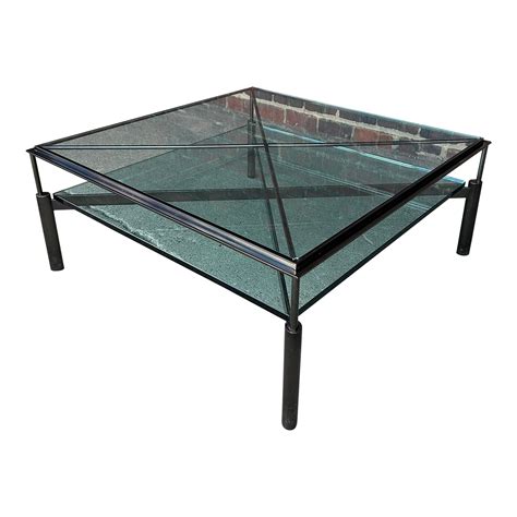 Baker Furniture Coffee Table Glass and Bronze Finished Steel | Chairish