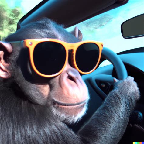 Monkey wearing sunglasses driving a car, 4K, HD, | DALL·E 2 | OpenArt