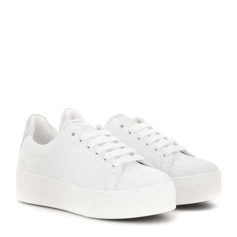 KENZO Platform Leather Sneakers in White | Lyst