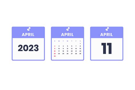 April calendar design. April 11 2023 calendar icon for schedule ...