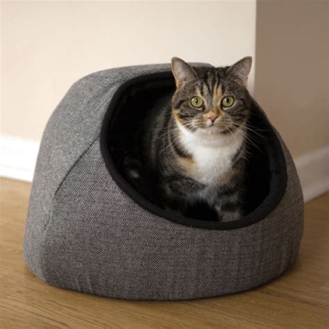 Rosewood Grey Tweed Hooded Cat Bed From £28.07 | Waitrose Pet