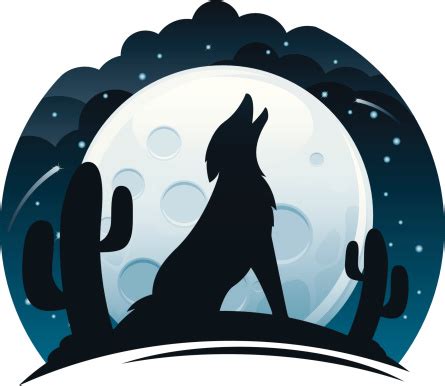 Coyote Howling At Night Stock Illustration - Download Image Now - iStock