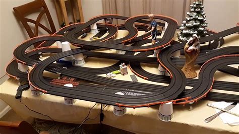 AFX giant raceway electric slot car track - Extended Edition 100 Feet of Track! - YouTube