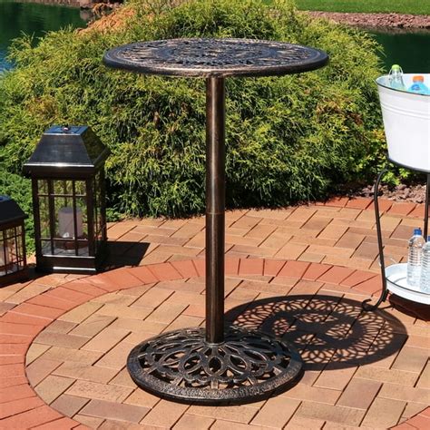 Sunnydaze Round Bar-Height Cast Iron Outdoor Patio High Top Pub Table ...