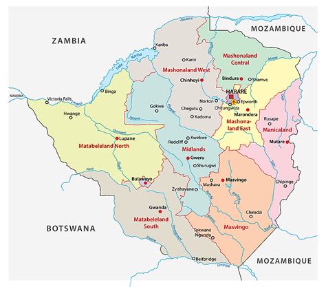 Provinces of Zimbabwe Map | Zambezi river, Map, Zambezi