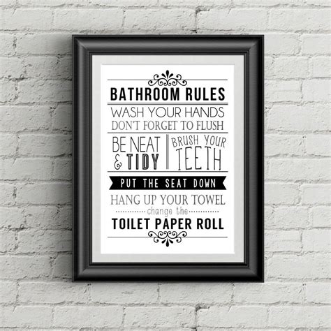 Bathroom Rules Wall Art | Examatri Home Ideas