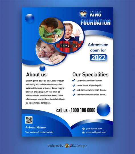 King foundation school admission flyer template | GEC Designs