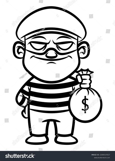 Cartoon Illustration Thief Wearing Mask Beanie Stock Vector (Royalty ...