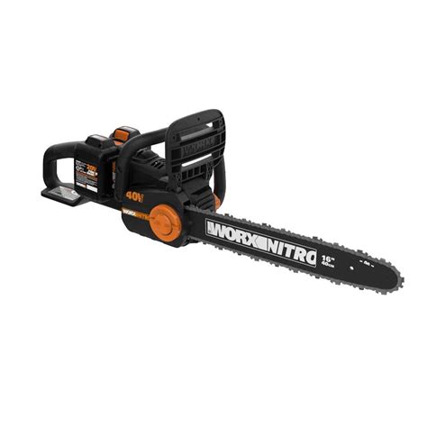 Worx WG385 POWERSHARE NITRO 40V 16in Cordless Chainsaw, Brushless Motor, Tool-Free Tensioning ...