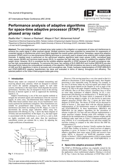 (PDF) Performance analysis of adaptive algorithms for space-time adaptive processor (STAP) in ...