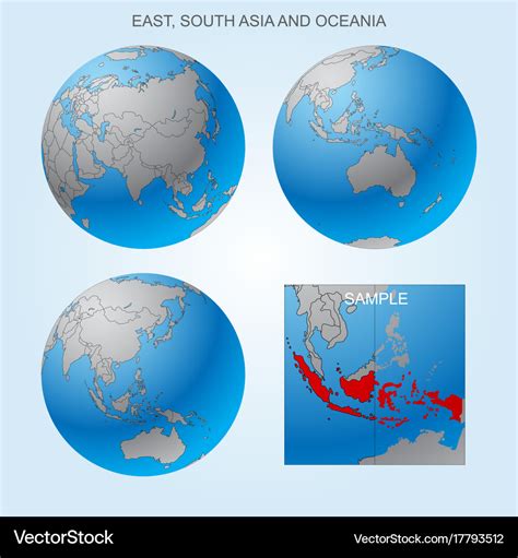 Globe set with borders of countries Royalty Free Vector