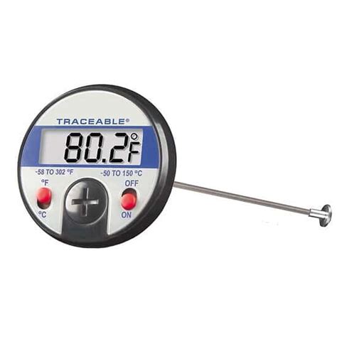 Traceable Jumbo-Display Thermometer with Calibration, ±1°C accuracy; 1 Flat-Surface Probe from ...