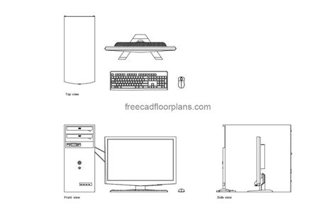 Desktop Computer - Free CAD Drawings