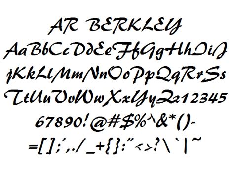 Font Alphabet Styles: AR BERKLEY