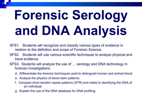 Forensic Serology and DNA Analysis